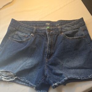 dip Distressed Blue Jean Shorts